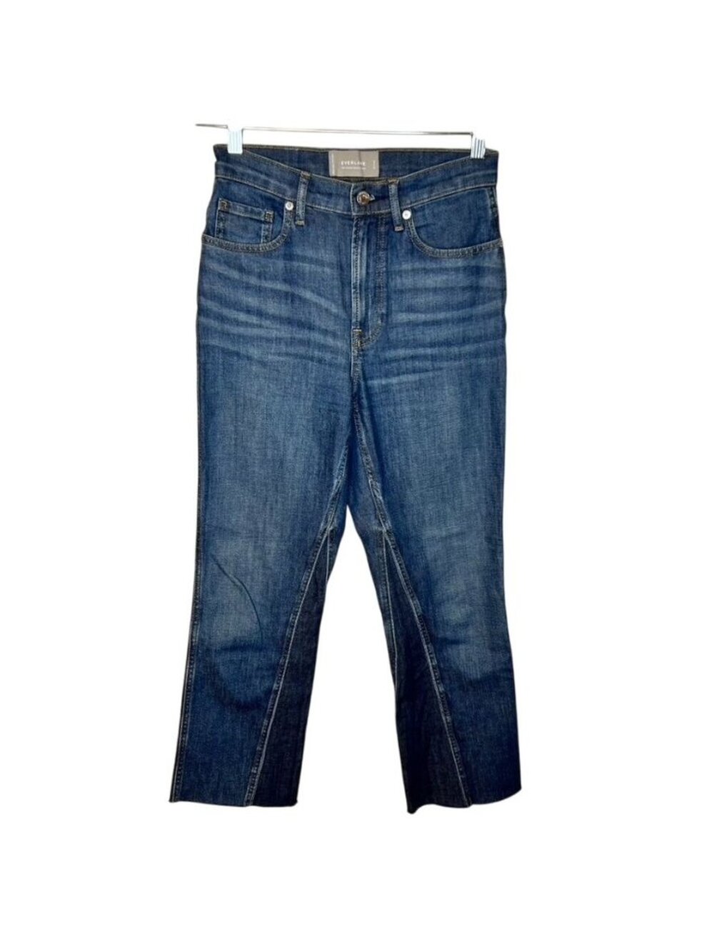 Everlane Womens The Cheeky Bootcut Jeans Size 26 Denim High Waist Raw Hem